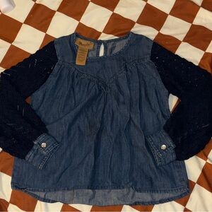 Wrangler Denim Kids Blouse with knit Sleeves